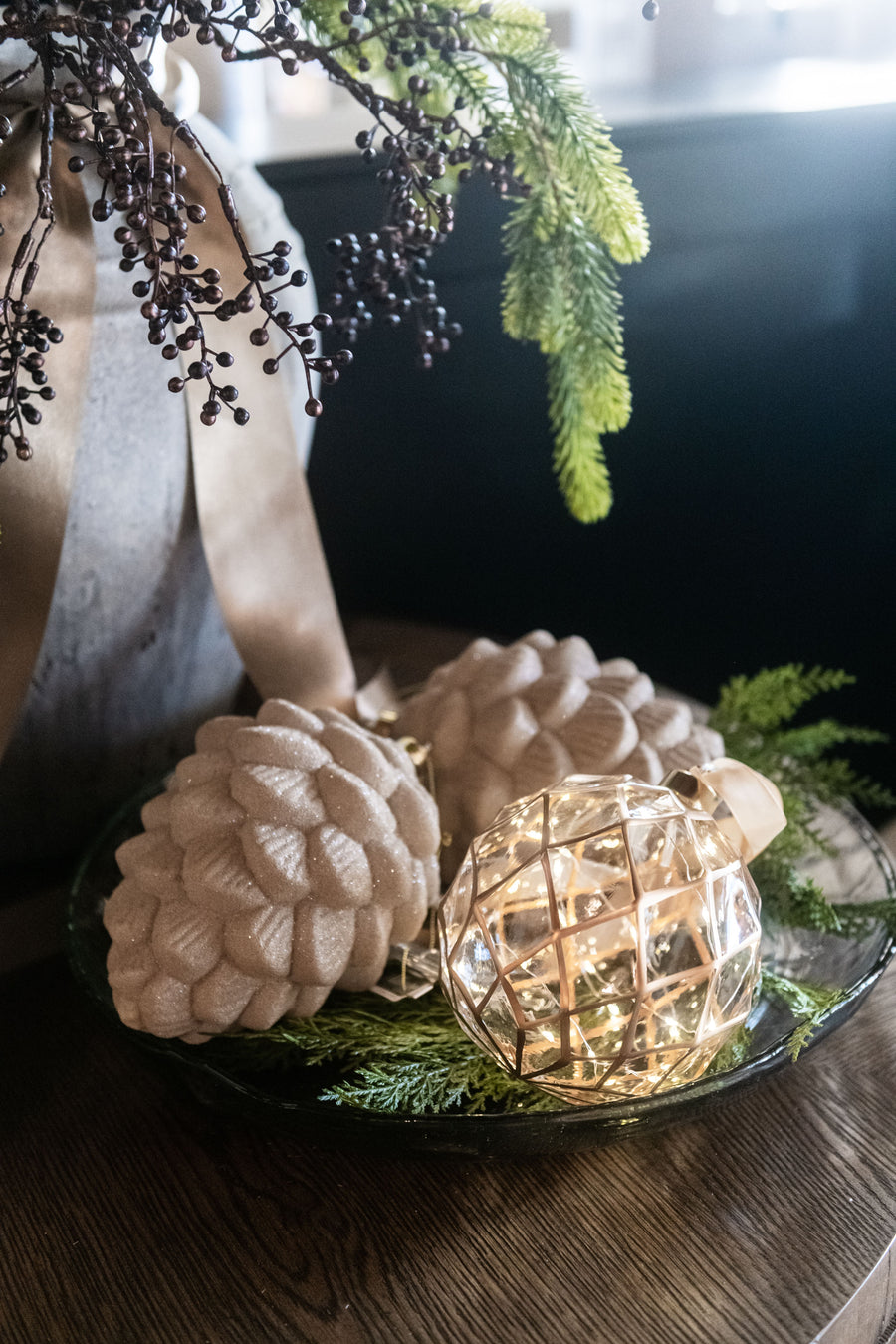 Glass Taupe Pinecone Ornament