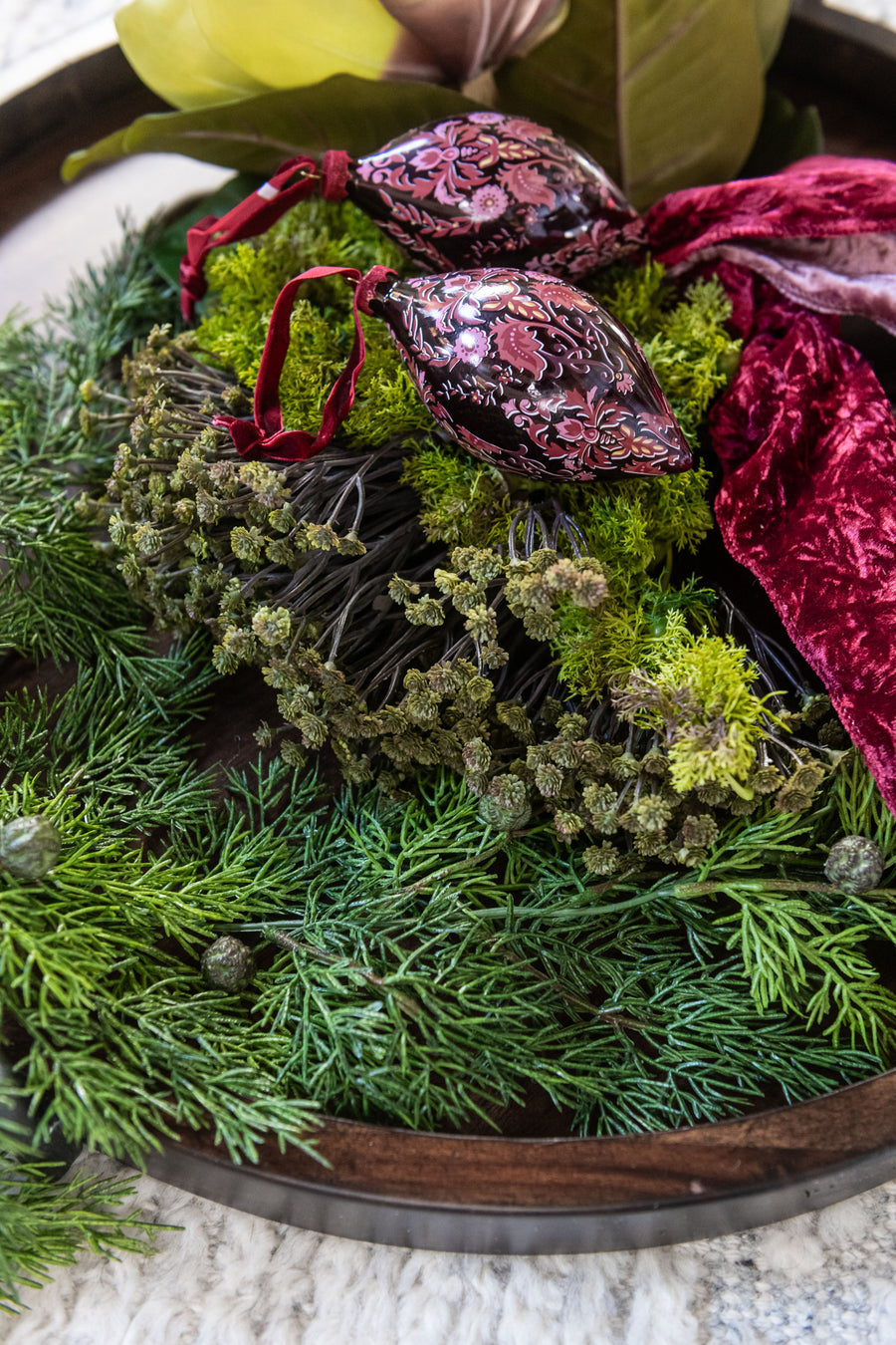 Red Floral Ornament - Box of 2