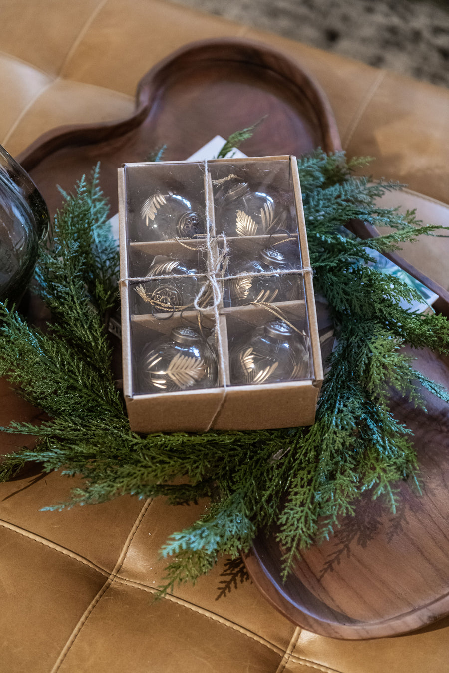 Clear and Gold Leaf Ornament - Box of 6